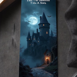 Gothic Castle Digital Bookmark - Haunted Fantasy Moonlit Night - Dark Academia Aesthetic - Spooky Digital Download for Book Lovers