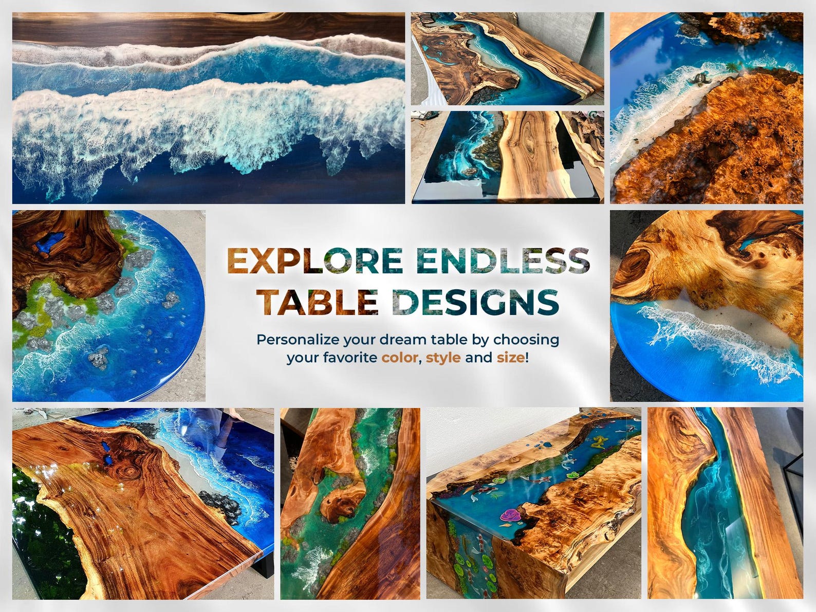 Custom Epoxy River Dining Table, Live Edge Wood Furniture - Etsy