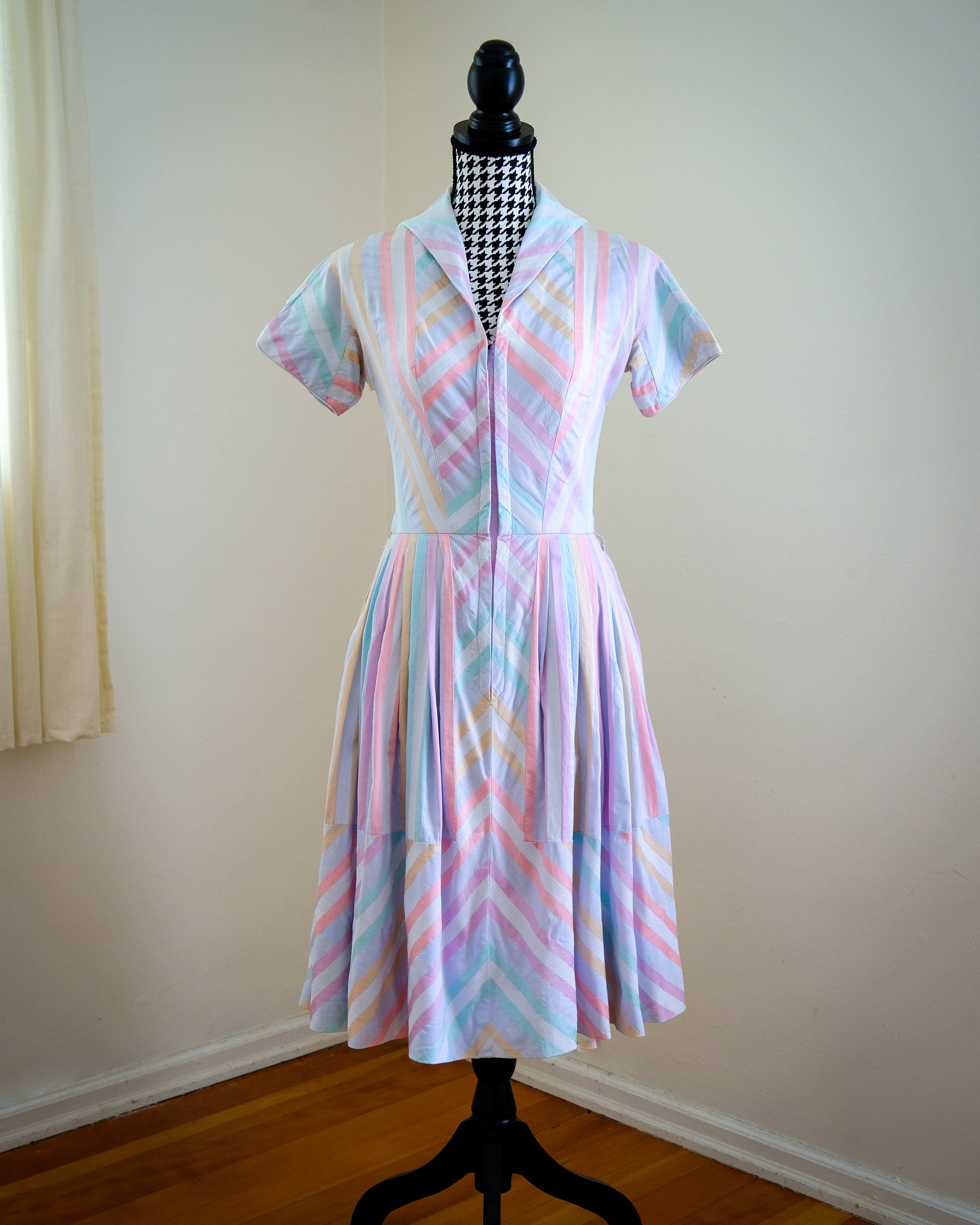 Playful Pastel Chevron Printed Dress