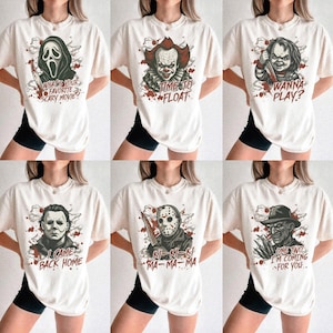 Vintage The Killers Squad Shirt, Retro Horror Movie Characters Matching Tee, The Slashers Halloween Scary Movie Bloody Killer Graphic Tee