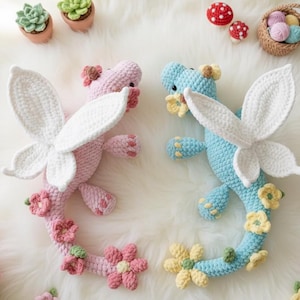 Flower Dragon Crochet Pattern, Easy Amigurumi Plush Toy Tutorial for Beginners, Handmade Fantasy Doll, Christmas DIY Gift
