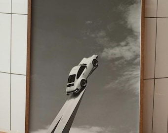 Porsche 911 Print, Vintage Porsche Black and White Wall Art, Vintage Porsche Print, Photography Prints, Old Classic Car Poster, Digital Art