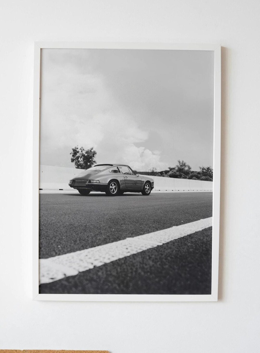 Porsche 911 Print, Vintage Porsche Black and White Wall Art