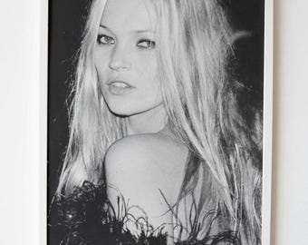Kate Moss Poster, Photography Prints, Kate Moss, Retro Poster, Fashion Poster, Black and White Wall Art, Vintage Print, Museum Quality Print