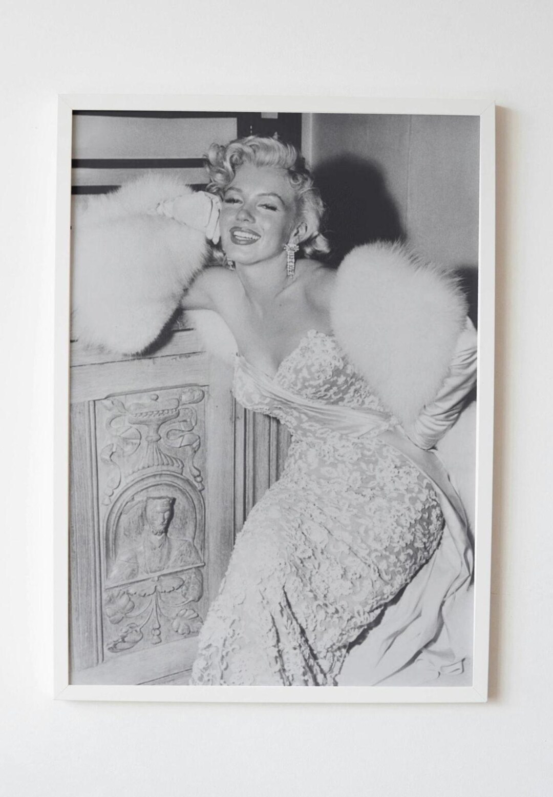 poster dress Vintage Marilyn Monroe White Poster: Fashion Pop Culture Wall Art and canvas art print in sizes 21x30 in Poster Girl - Dakota Mini