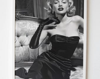 Marilyn Monroe Poster, Black and White , Marilyn Monroe Print, Fashion Photography, Fine Wall Art Photography, Fashion Print, Digital Print