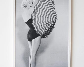Affiche de Marilyn Monroe, oeuvre d'art noir et blanc, art mural vintage, photographie de mode, impression d'anciens films hollywoodiens, téléchargement numérique, décoration de chambre beauté