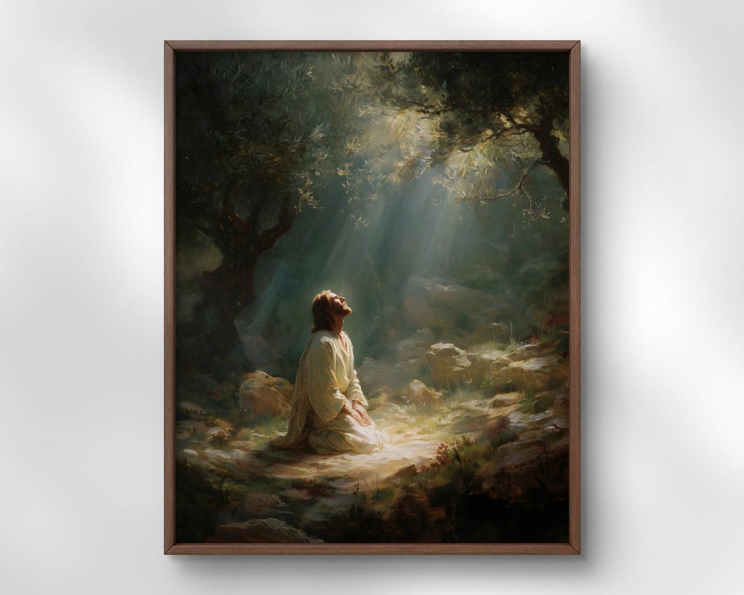 Jesus Praying in Gethsemane Art Print, Agony in the Garden Wall Decor ...