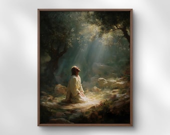 Impresión artística de Jesús orando en Getsemaní, decoración de pared de Agonía en el Jardín