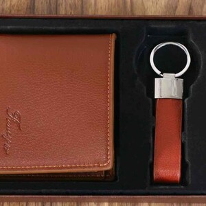 Personalized Engraved Leather Wallet & Keychain, Custom Father’s Day Gift,  Gift for Him, Dad, Boyfriend, Graduation, Anniversary, Birthday
