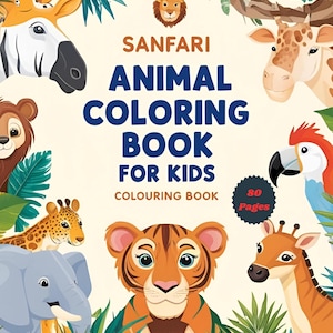 Safari Animals Colouring Book for Kids – Fun Jungle Animal Coloring Pages for Toddlers & Preschoolers,Savanna wild life instant download pdf