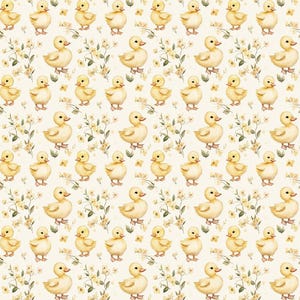 Tela de algodón vintage con diseño de patitos, pollitos de acuarela y flores primaverales, tela bohemia, tela de algodón con dibujos animados, tela de anime por 1/2 yarda