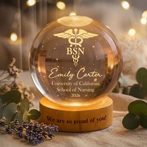 Personalized Nursing Graduation Gift, Graduation Gift,Personalized Crystal Ball Night Light,Class of 2026 Nurse Gift,Nurse Grad Gift For Her