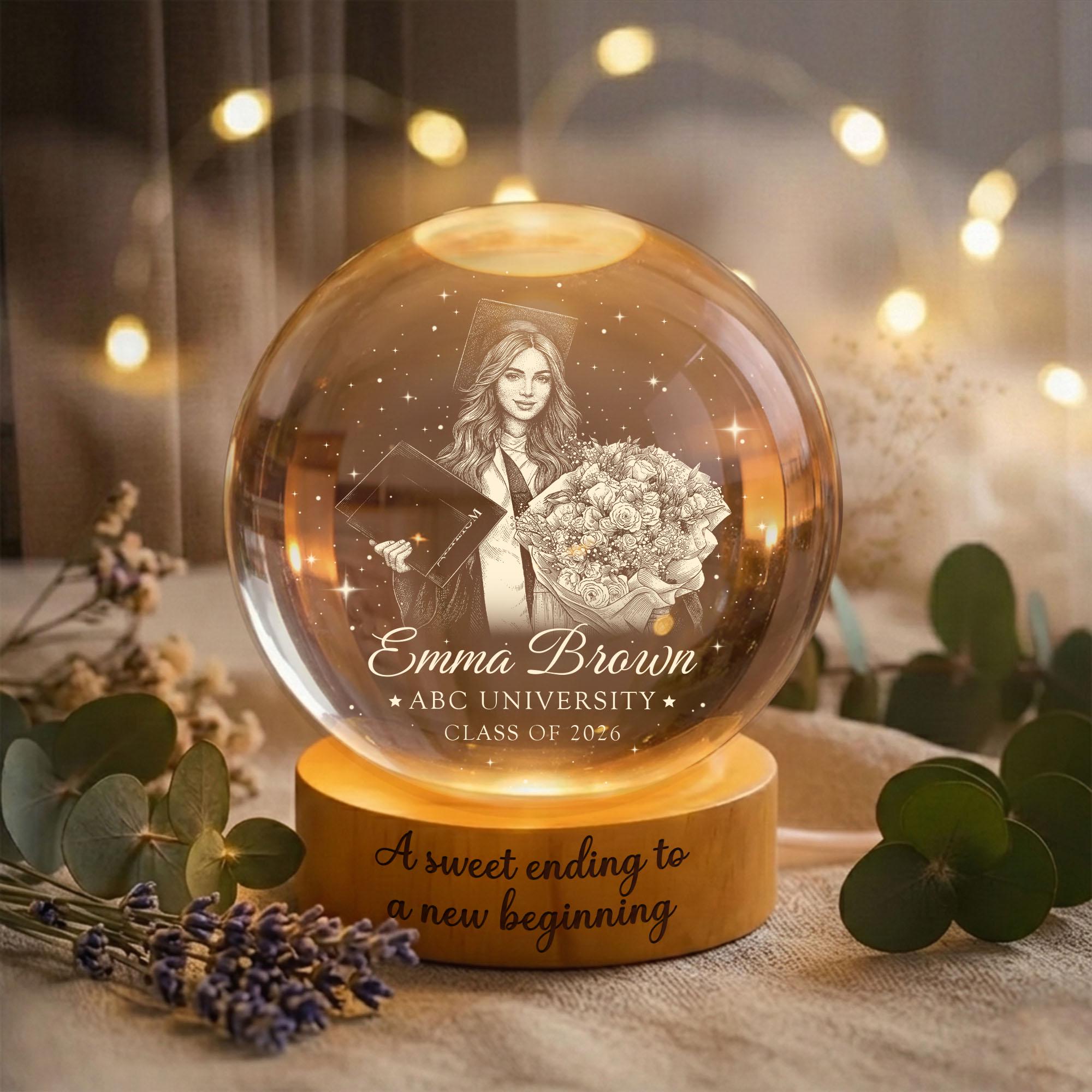 Personalized Class of Graduation Senior Crystal Ball LED Night Light ...