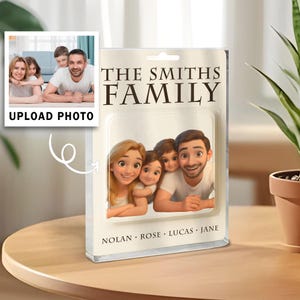 Custom Shape Acrylic Block For Dad, Father's Day Gifts, Custom 3D Style Cartoon Portrait Animation Gift For Couple, Family, Dog Dad, Cat Dad