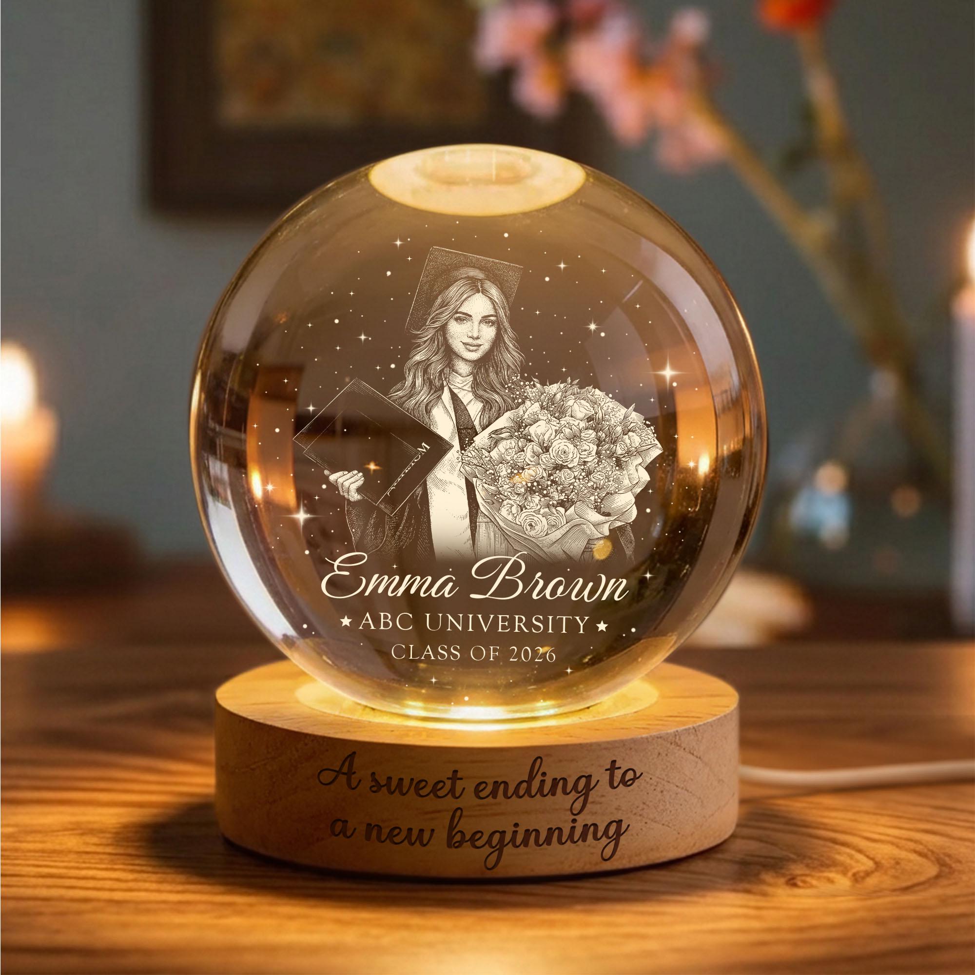 Personalized Class of Graduation Senior Crystal Ball LED Night Light ...