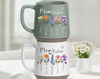 Personalized Mama's Garden Flower Mug, Custom Birth Month Flowers Coffee Mug With Kids Name, Gift for Nana Mama Mom, Mothers Day Gift