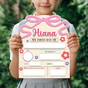 Personalized First Day School Sign For Kids, Kindergarten 1st Day of School Sign Reusable, Back to School Sign, Custom First Day School Sign