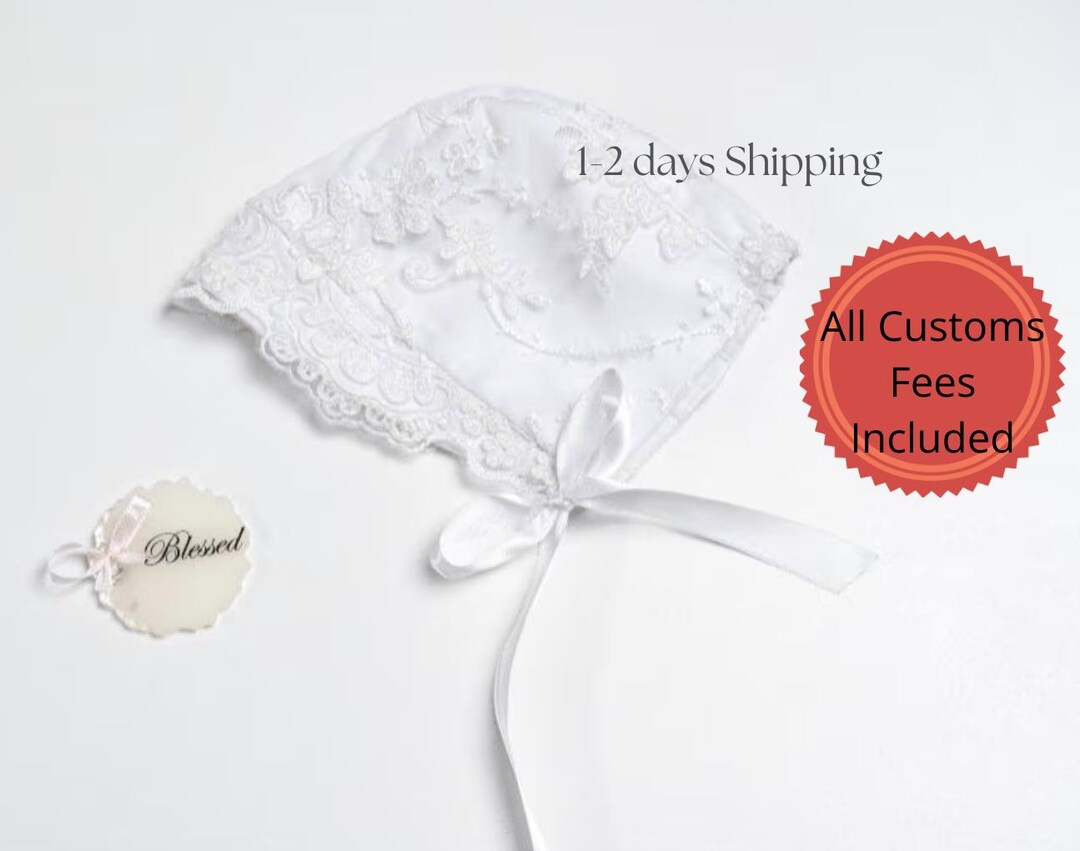 Baptization Hat Girl Christening Hat,girl Baptism Bonnet,baptism Outfit,godparent Gift ...