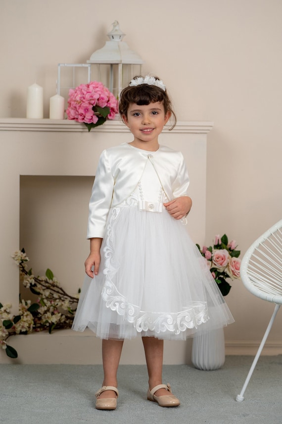 Flower Girl Bolero,first Communion Bolero,ivory Flowergirl Bolero