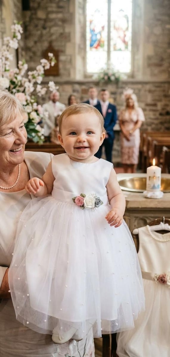 Ivory Baptism Dress Set,lace Tulle Girl Gown,long Sleeve Christening Gown,baptism Ivory Girls Dress,godparent Blessing Baptism Box