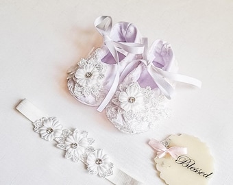 Ivory/White Lace shoes,Lace Baptism shoes,Girl Baptism booties,Girl Christening Shoes,Lace shoes,Baptism outfit,Ivory,Blessing Baby booties