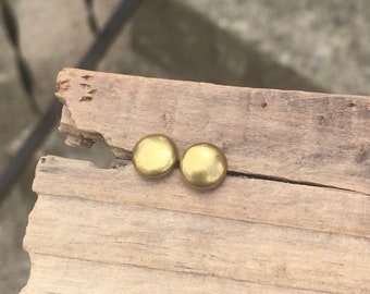 TINY BRASS DOTS | Simple Brass Stud Earrings | Everyday Minimalist Gold Earrings | Free Shipping | Unique Gift Idea for Women