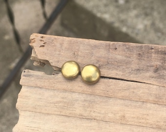 Brass Dot Stud Earrings: 1960s Vintage Minimalist Style