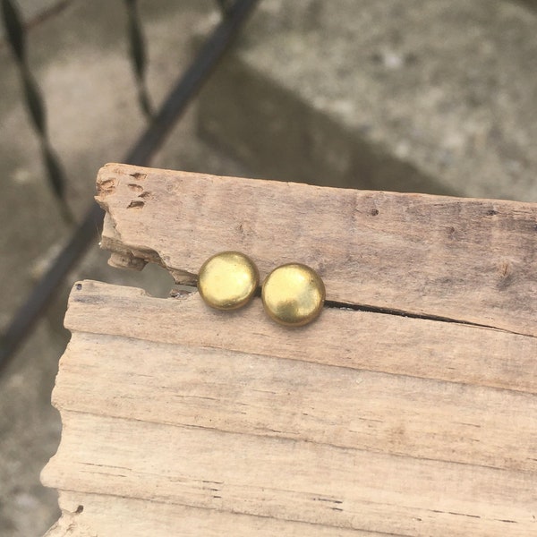 SMALL BRASS DOTS | Simple Brass Stud Earrings | Everyday Minimalist Gold Earrings | Free Shipping | Unique Gift Idea for Women