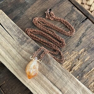 RAW CITRINE DANGLER Crystal and Copper Pendant Necklace Unique Layering Necklace Handmade Jewelry Free Shipping Unique Gift Ideas image 2