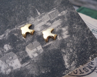 Tiny Gold Bird Stud Earrings: Vintage Gold Plated Posts