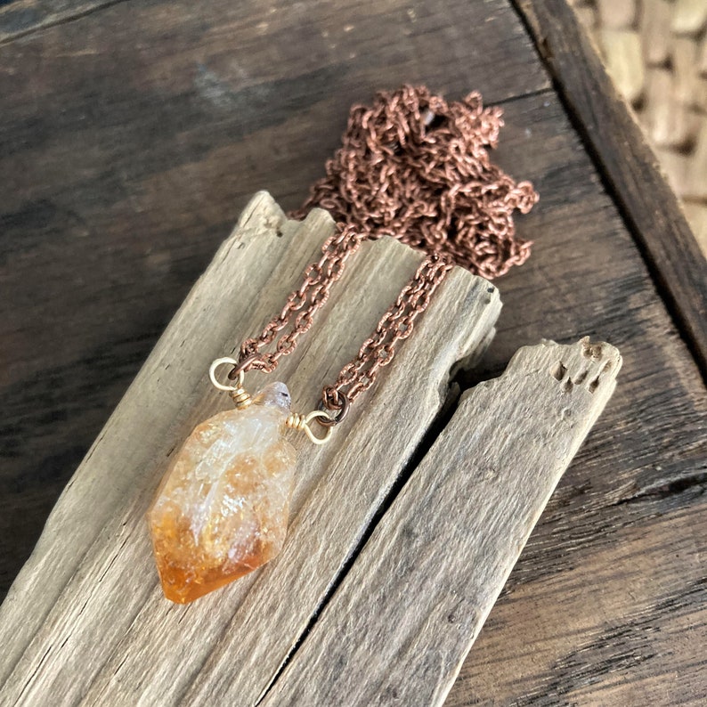 RAW CITRINE DANGLER Crystal and Copper Pendant Necklace Unique Layering Necklace Handmade Jewelry Free Shipping Unique Gift Ideas image 5