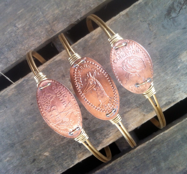 SOUVENIR PENNY CUFF Copper Bangle Adjustable Bracelet Etsy