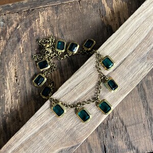 EMERALD JEWEL CHOKER Handmade Choker Necklace Unique Green & Gold Jewelry Brass Jewelry Layering Necklace Free Shipping image 5