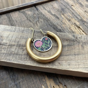 ENAMEL FLORA NECKLACE Heart Shaped Pendant Necklace Pink Red & Black Enamel Charm Cottagecore Flower Jewelry Free Shipping image 5