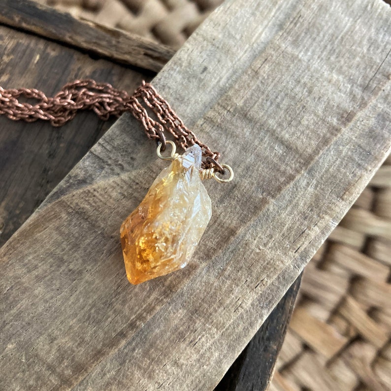 RAW CITRINE DANGLER Crystal and Copper Pendant Necklace Unique Layering Necklace Handmade Jewelry Free Shipping Unique Gift Ideas image 4