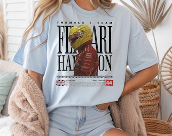 Maglietta vintage Lewis Hamilton Ferrari F1: maglietta grafica Motorsport