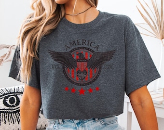 Comfort Colors USA Flag T-Shirt: Retro 4th of July Patriotic Tee