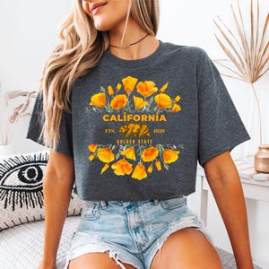California State Flower Comfort Colors Tshirt,California State Flower Shirt, Flower Tee,California Golden Poppy Soft Unisex Shirt