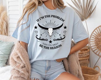 Camiseta gráfica del oeste: calavera de cuernos largos, estilo vaquera retro