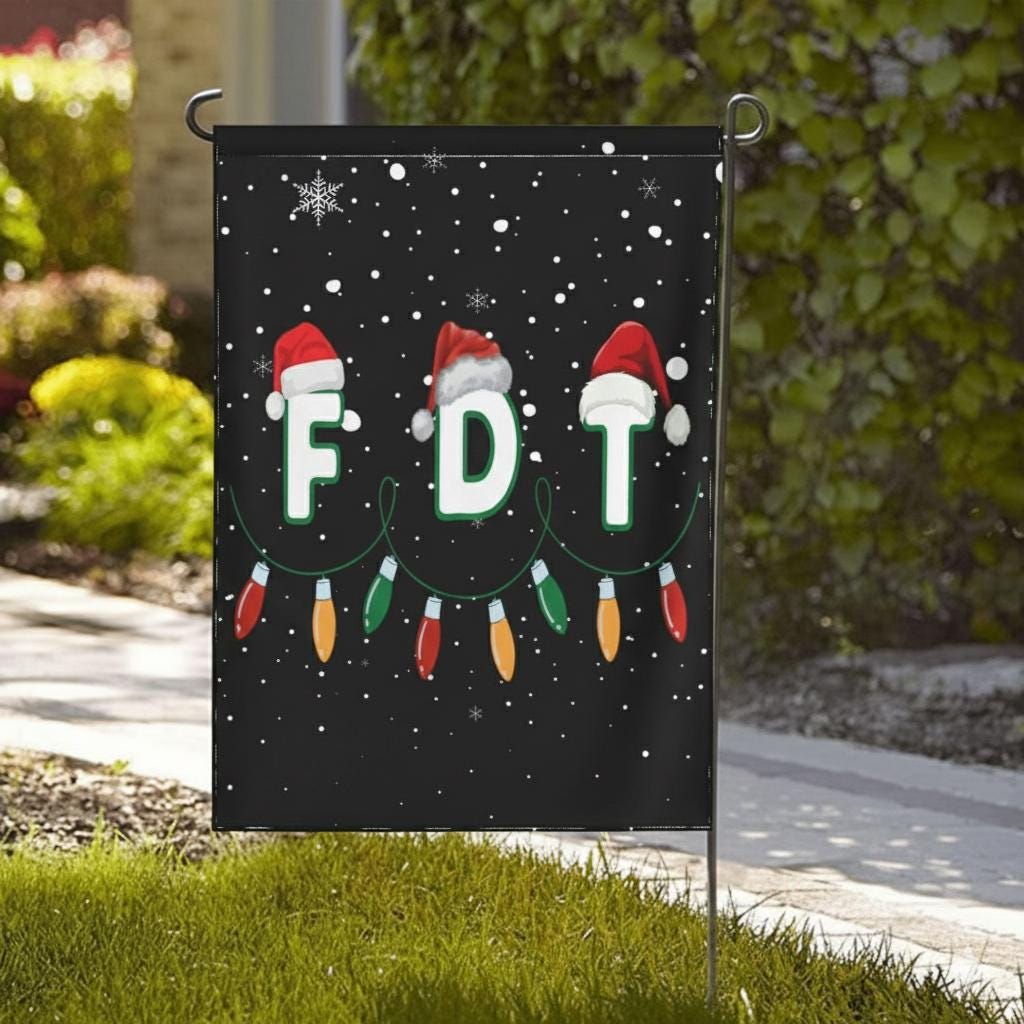Discover Subtle FDT Christmas Flag, Funny F*ck Tr*mp Holiday Garden Flag, Sarcastic Christmas Yard Decor, Festive Outdoor Banner for Winter Season