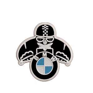 Gesticktes Motorradfahrer-Logo