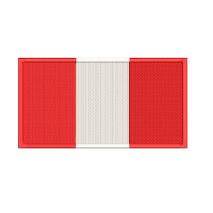 May include: A rectangular embroidered patch featuring a vertical triband design with two red outer sections and a central white section. The embroidery has a consistent textured stitch pattern throughout, finished with a red border frame.
