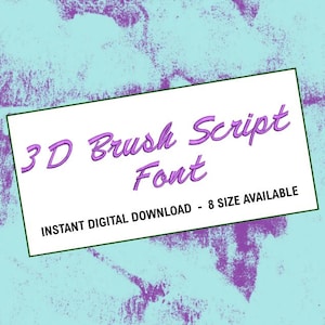 3D Brush Script Machine Embroidery Font Monogram Alphabet - 8 Sizes - 8 Embroidery Formats ( dst-exp-pes-jef-hus-vip-vp3-xxx )