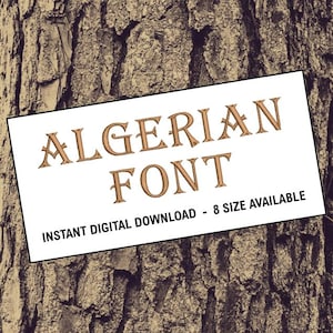 Algerian Machine Embroidery Font Monogram Alphabet - 8 Sizes - 8 Embroidery Formats ( dst-exp-pes-jef-hus-vip-vp3-xxx )