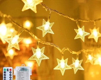 Star Fairy String Lights 17ft 50 LED | Warm White, Remote, Timer (Waterproof)