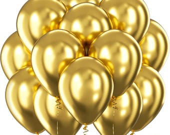 Gold Chrome Balloons 100 Pack 12 Inch Metallic Latex Party Decorations