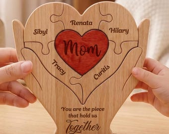 Personalized Mom Puzzle Sign With Kids Names,Mother’s Day Gift for Mom,  Custom Wood Family Keepsake, Gift From Kids for Mama Grandma