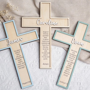 Personalized Baptism Cross, Wooden Cross, Baptism Gift, Baby Shower Gift, Christening Gifts, Nursery Decor, Personalized Sleep Prayer Cross