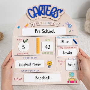 Personalized First Day School Sign, Customized First And Last Day School Sign, Back to School Sign, Kindergarten 1st Day of School Sign